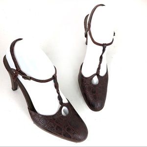 -Theory croco leather brown made in Italy size 39